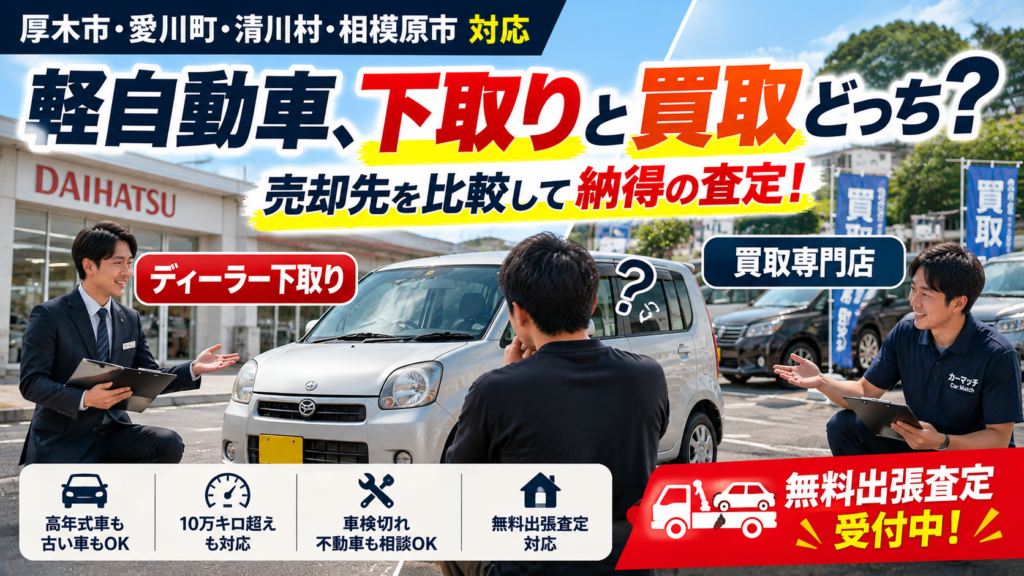 軽自動車を売るなら下取りと買取どっち?厚木市・愛川町で損しない売却方法