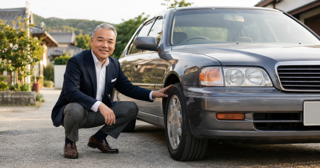 朝倉市で車検切れの車を出張査定するカーマッチ朝倉甘木店の徳永さん