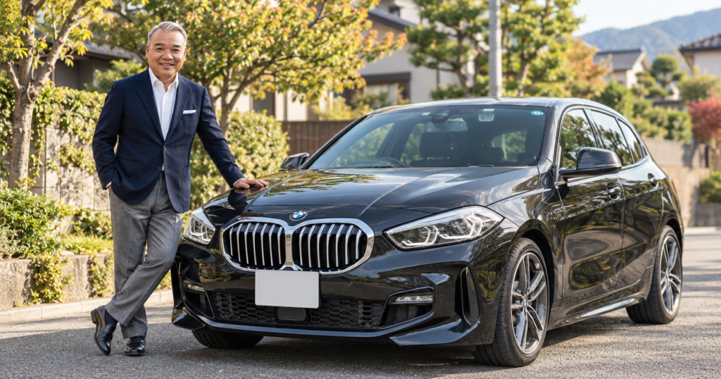 久留米市で買取相談をいただいたBMW 118iと担当の徳永