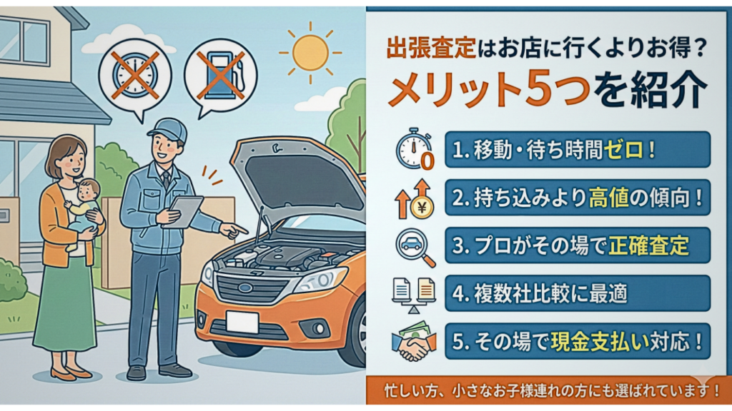 出張査定はお店に行くよりお得？メリット5つを紹介
