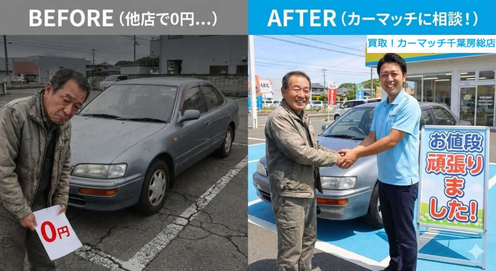 0円査定だった古い車・過走行車も買取相談できる買取！カーマッチ千葉房総店