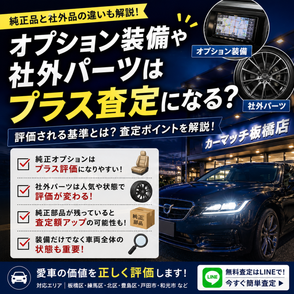 オプション装備や社外パーツはプラス査定になる？評価される基準とは？純正品との違いや評価ポイントを解説