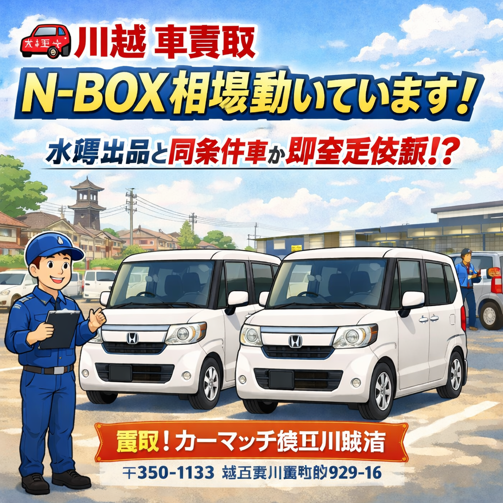 【川越 車買取】水曜に出品したN-BOXと同条件車の査定依頼！？今相場が動いています｜買取！カーマッチ埼玉川越店（川越市砂929-16）