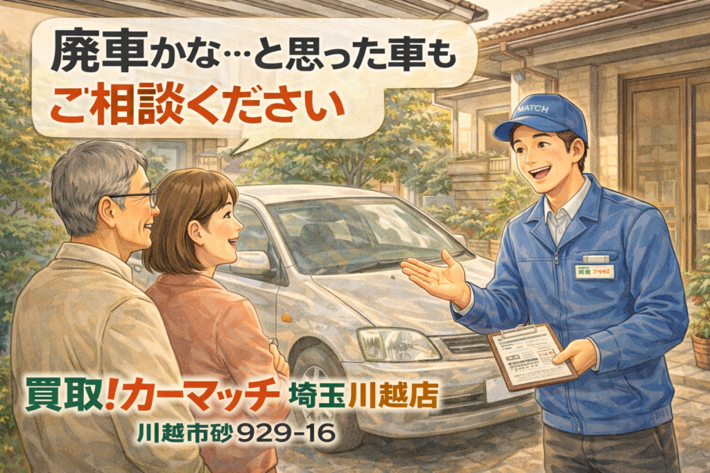 川越市でディーラー下取り0円と言われた車も買取可能｜ふじみ野市・富士見市も強化中｜買取！カーマッチ埼玉川越店
