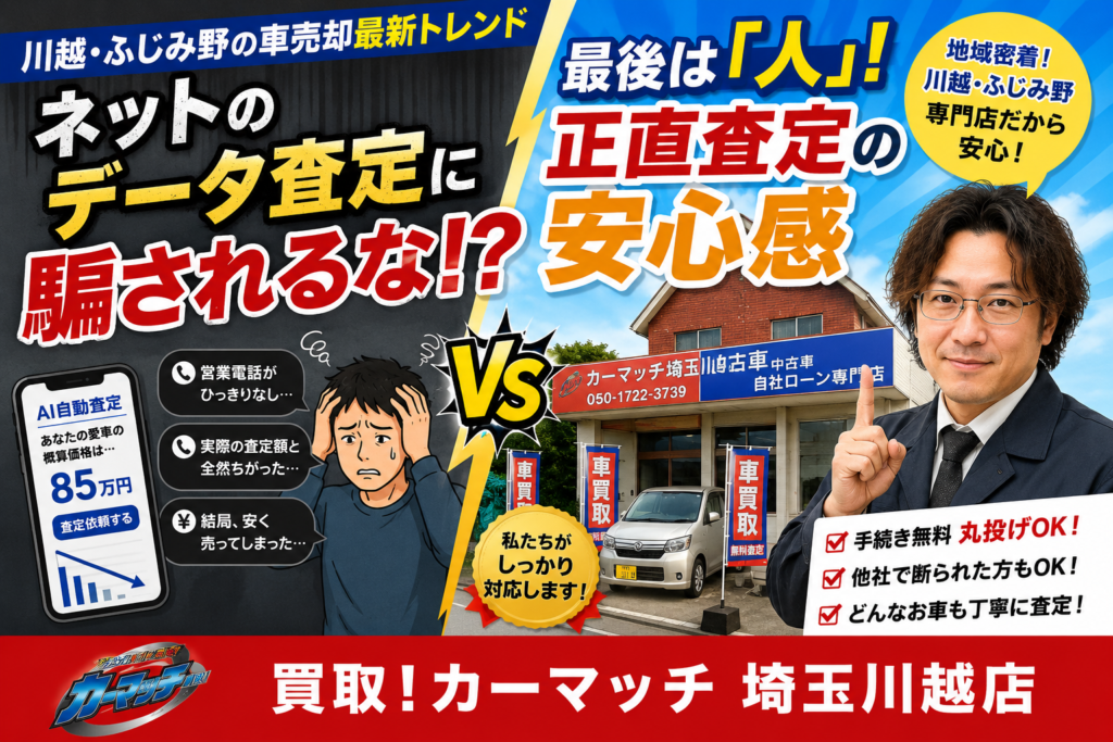 【川越・ふじみ野・車買取】ネットの簡単査定に騙されるな？2026年最新の「正直査定」と顔が見える地域密着店が結局一番安心な理由