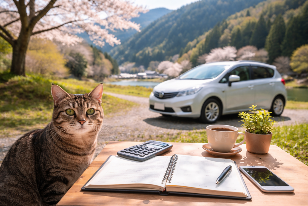 相談ベースで自社ローンや車買取に対応する岐阜美濃加茂のカーショップと日常風景のイメージ