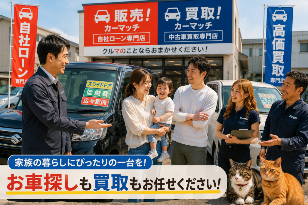美濃加茂市・可児市・多治見市・関市で家族のカーライフを支える中古車販売と車買取のカーマッチ岐阜美濃加茂店