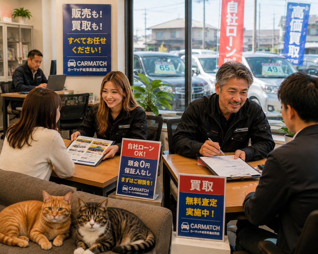 美濃加茂市・可児市で自社ローン中古車販売・無料査定・高価買取を相談できるカーマッチ岐阜美濃加茂店