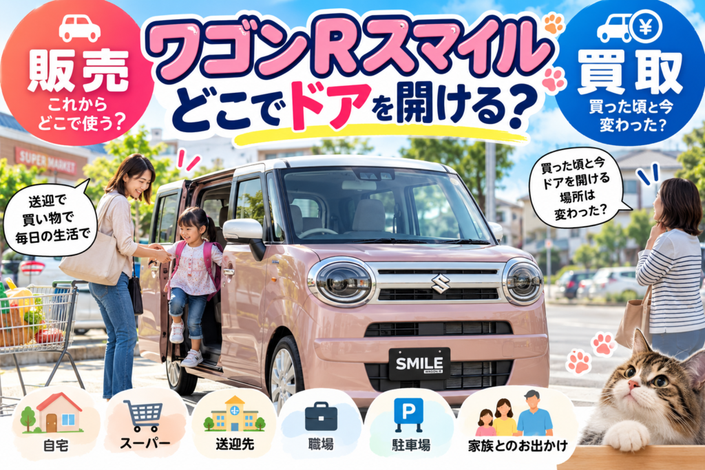 岐阜県で乗り降りする場所からワゴンＲスマイルの中古車購入と車買取を考えるカーマッチ岐阜美濃加茂店