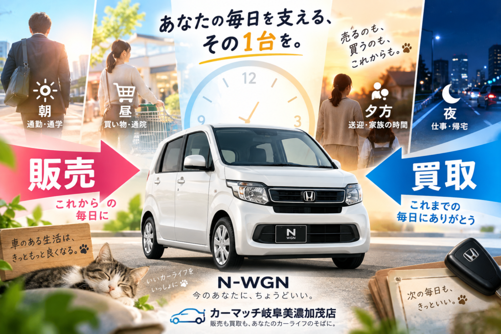 岐阜で毎日の生活時間に合わせたN-WGNの中古車購入と車買取を相談できるカーマッチ岐阜美濃加茂店