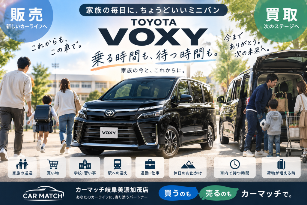 岐阜県で家族を待つ時間からヴォクシーの中古車購入と車買取を考えるカーマッチ岐阜美濃加茂店