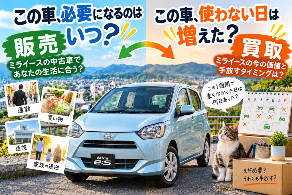 車を使わない日からミライースの中古車購入と車買取を考えるカーマッチ岐阜美濃加茂店