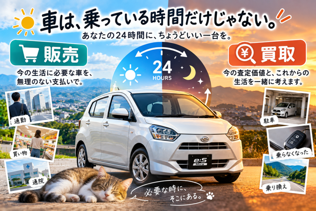 車を停めている時間からミライースの中古車購入と車買取を考えるカーマッチ岐阜美濃加茂店