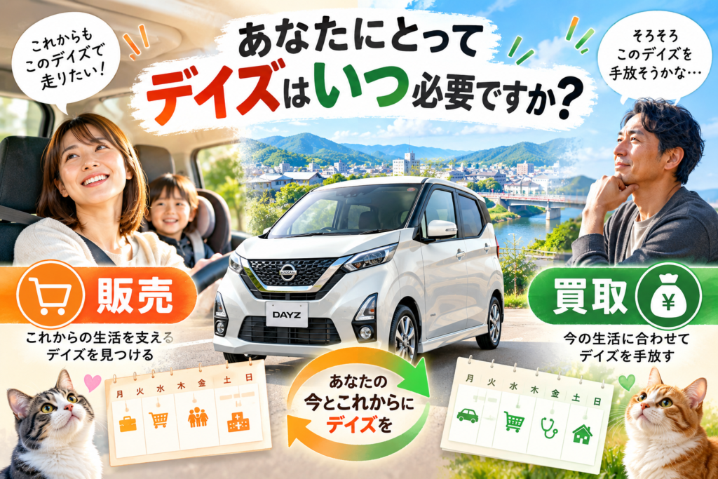 車が必要な曜日からデイズの中古車購入と車買取を考えるカーマッチ岐阜美濃加茂店