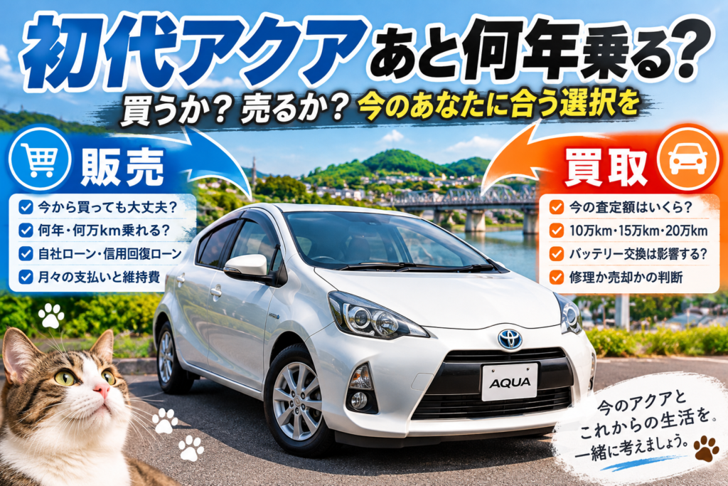 初代トヨタ・アクア（NHP10）の中古車購入と車買取を、走行距離・ハイブリッドバッテリー・自社ローン・無料査定から考えるカーマッチ岐阜美濃加茂店