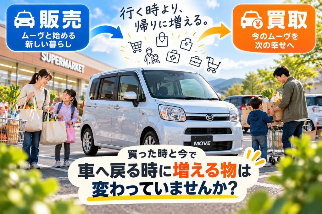 車へ戻る時に増える物からムーヴの中古車購入と車買取を考えるカーマッチ岐阜美濃加茂店