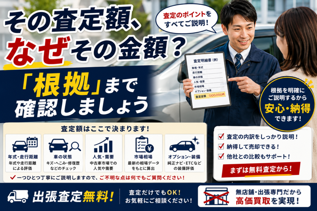 車買取は査定額の根拠が重要｜福井市の買取カーマッチ福井北店