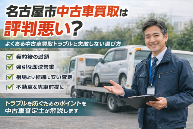 名古屋市中古車買取は評判悪い？よくある中古車買取トラブルと失敗しない選び方